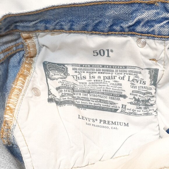 Levis 501 Straight Leg Button Fly Jeans W25 L30 Light Blue 125010373 - Picture 9 of 14